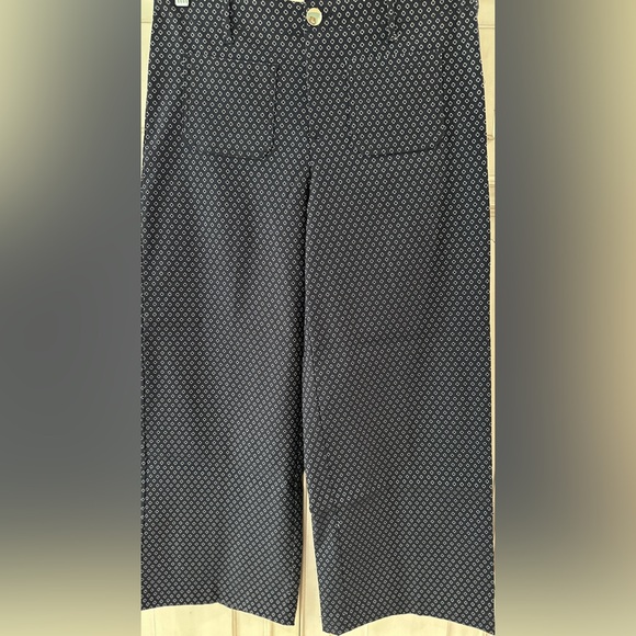 New Never Worn SZ L Jules & Leopold Navy and Silver Wide Leg Patterned Pants - Picture 1 of 8